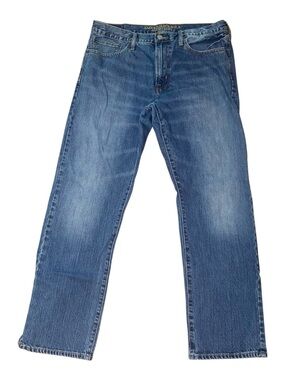 AMERICAN EAGLE OUTFITTERS Mens Straight Leg Indigo Blue Distressed Jeans 36”x32”